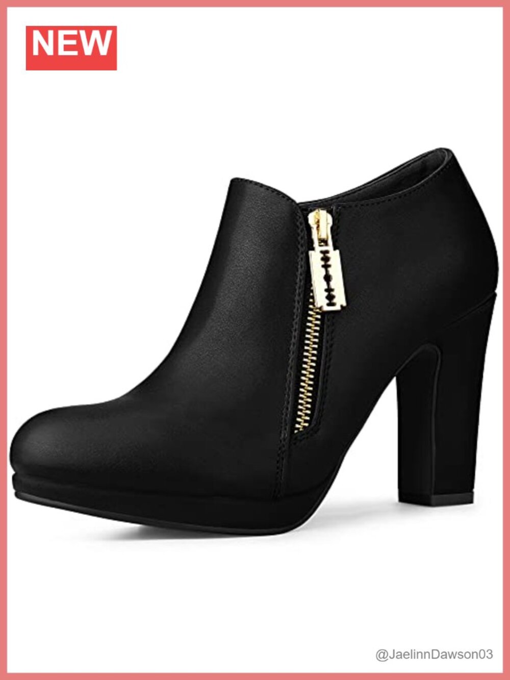 Allegra K Women's Platform Ankle Booties Round Toe Chunky Heel Faux Leather